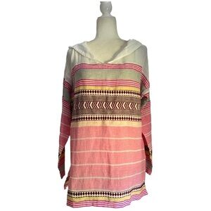 Lemlem Luchia Cotton Blend Striped Hoodie Tunic Top NWT in Berry